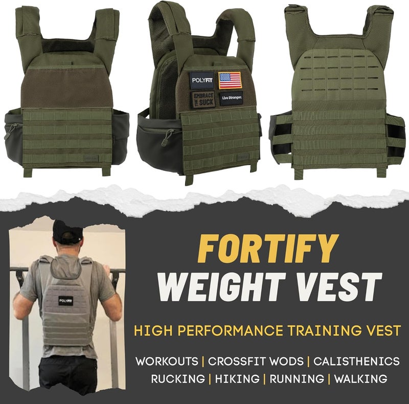 Polyfit (Fortify) Weighted Vest for Strength and Endurance Training, Rucking, Fitness Workouts, Running, WODs - Image 2